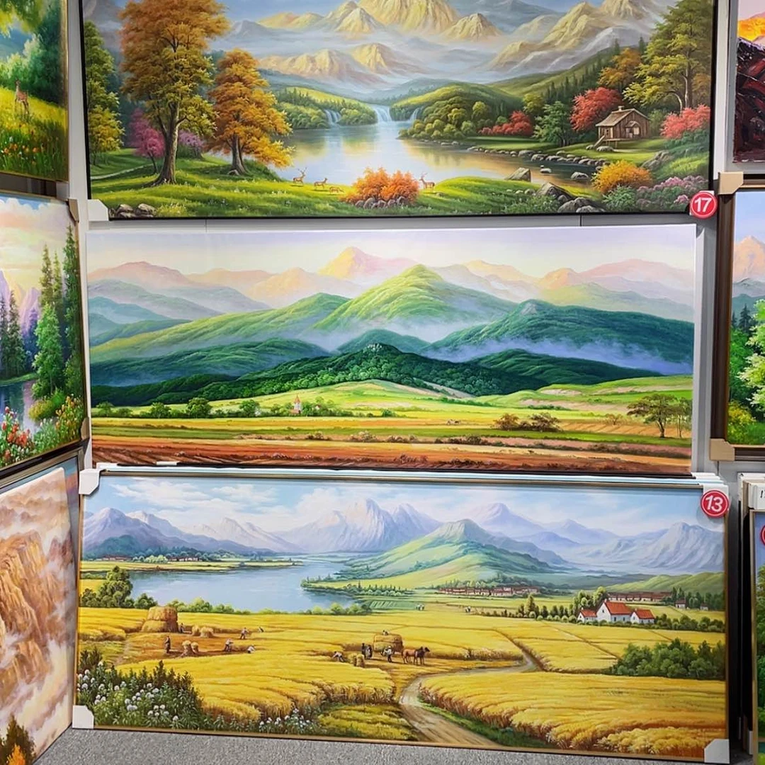 【闪购商品】油画新品巨人山手绘油画画芯80×200含框