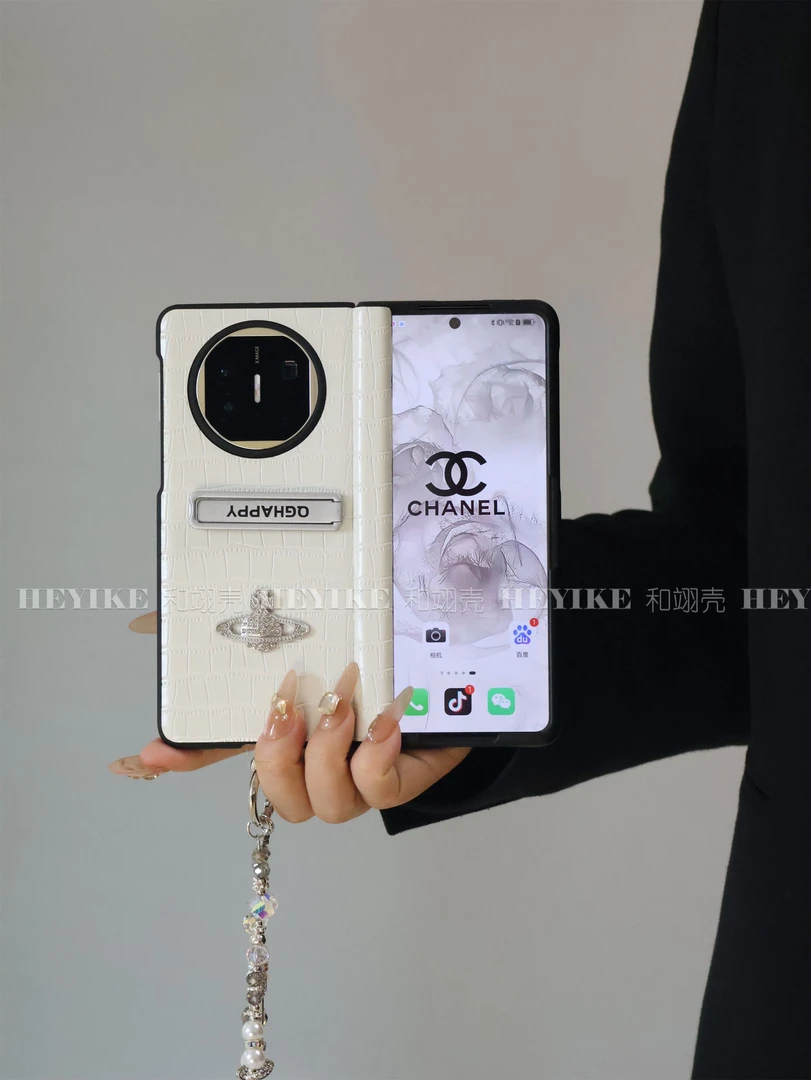 韩系白色皮纹适用vivoxfold5手机壳折叠X5华为mateX6荣耀VS3带膜