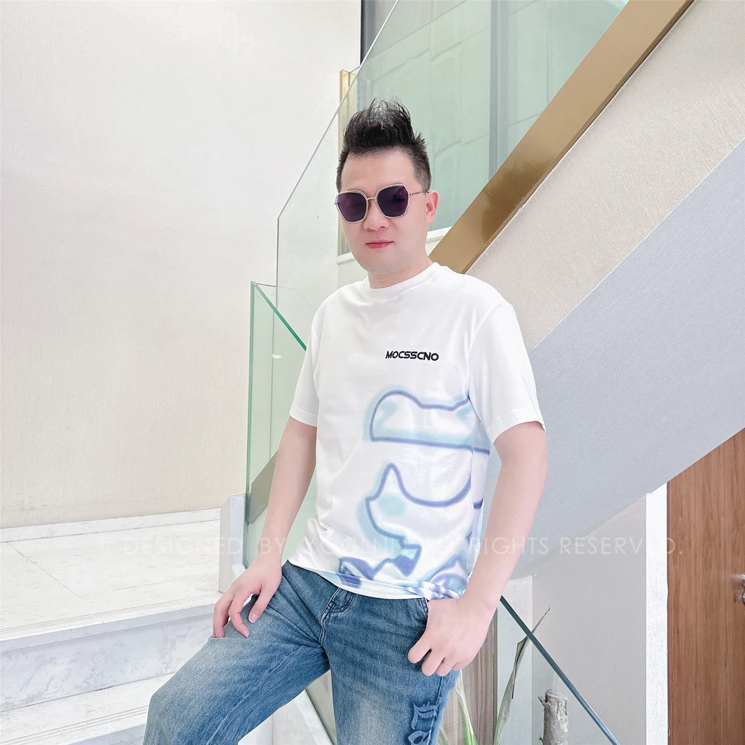 夏季（微阔版）MOCSS左下泼墨图形男士品质高端奢侈品时尚潮短袖T恤