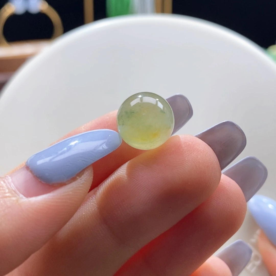 翡翠未镶嵌吊坠(不含链)翡翠冰黄飘色圆珠