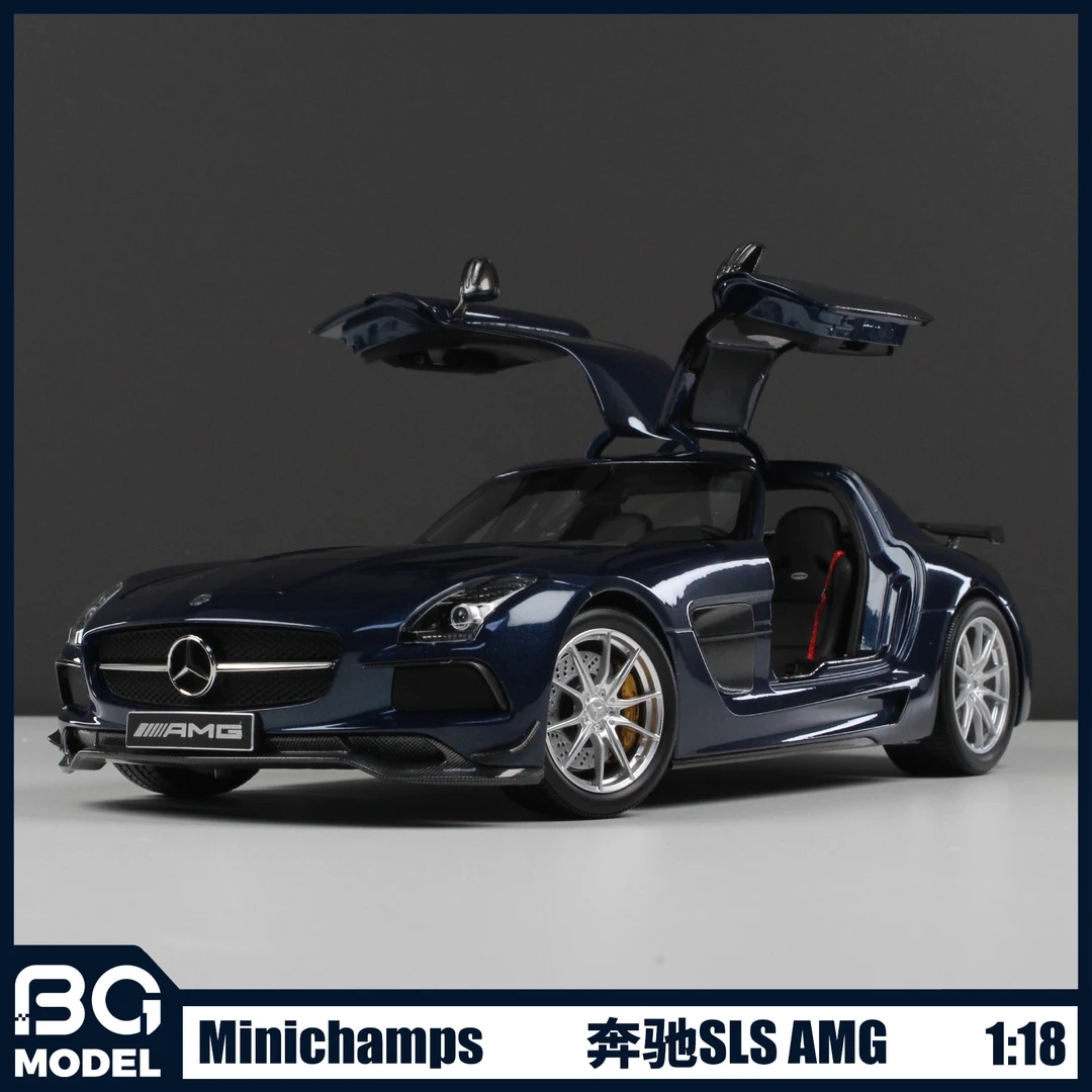 Minichamps迷你切1:18奔驰SLS AMG BS跑车合金全开汽车模型收藏