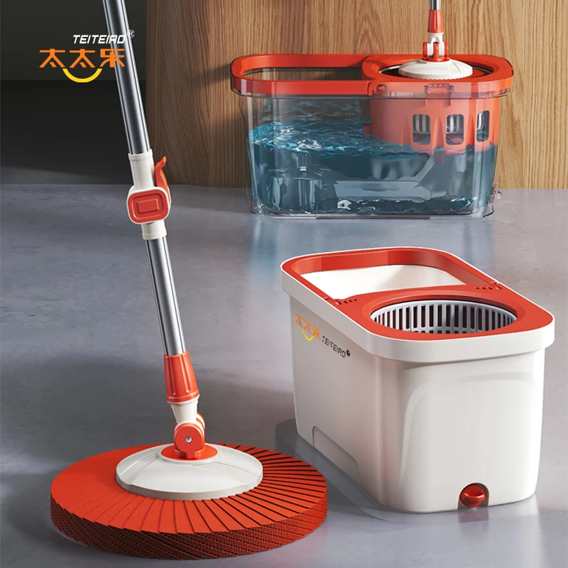 太太乐旋转拖把毛巾布条家用免手洗甩干一体多功能干湿两用拖布