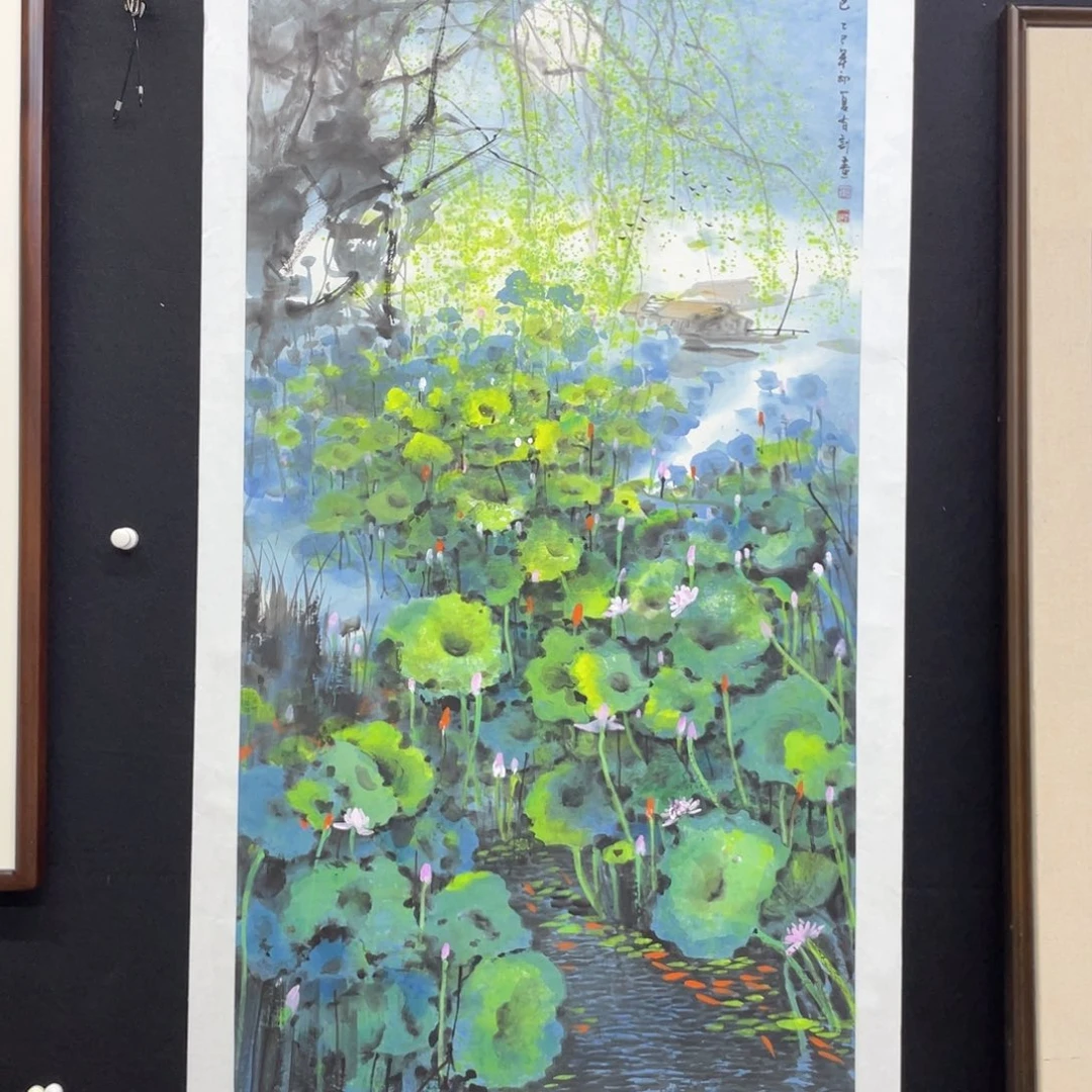 国画手绘国画，精品山水，荷塘