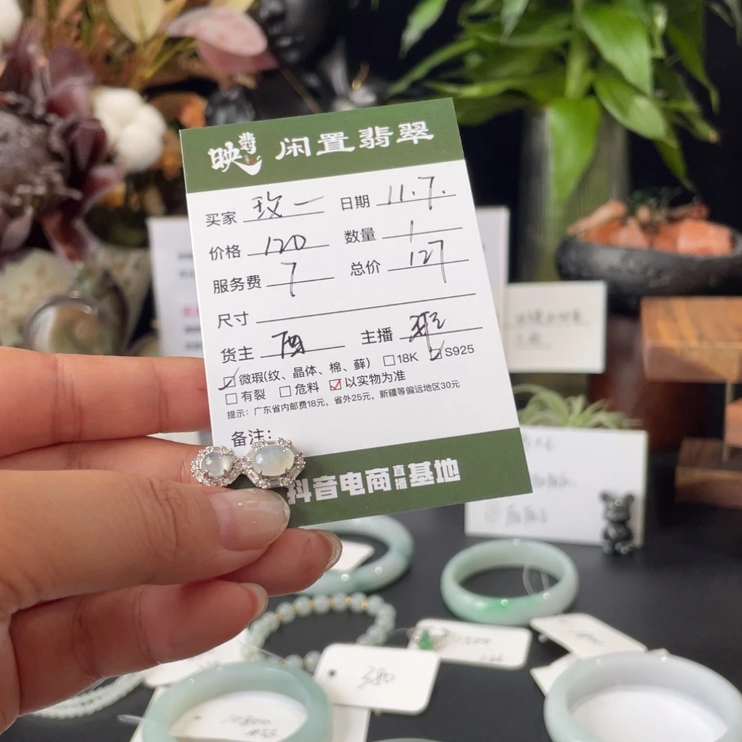 玫***^翡翠银S925镶嵌颈饰翡翠
