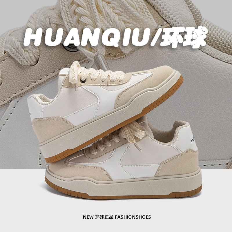 环球复古内增高小白鞋男款2025新款秋季男鞋学生百搭厚底休闲板鞋