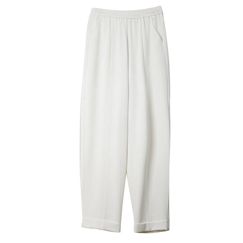 火袖G062时尚松紧腰舒适弹力2025春季新款休闲通勤裤直筒长裤