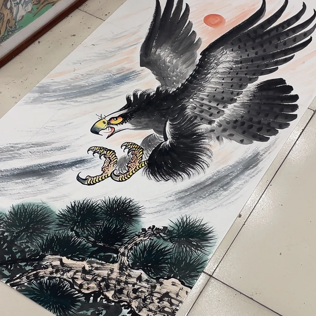 国画纯手绘的花鸟山水