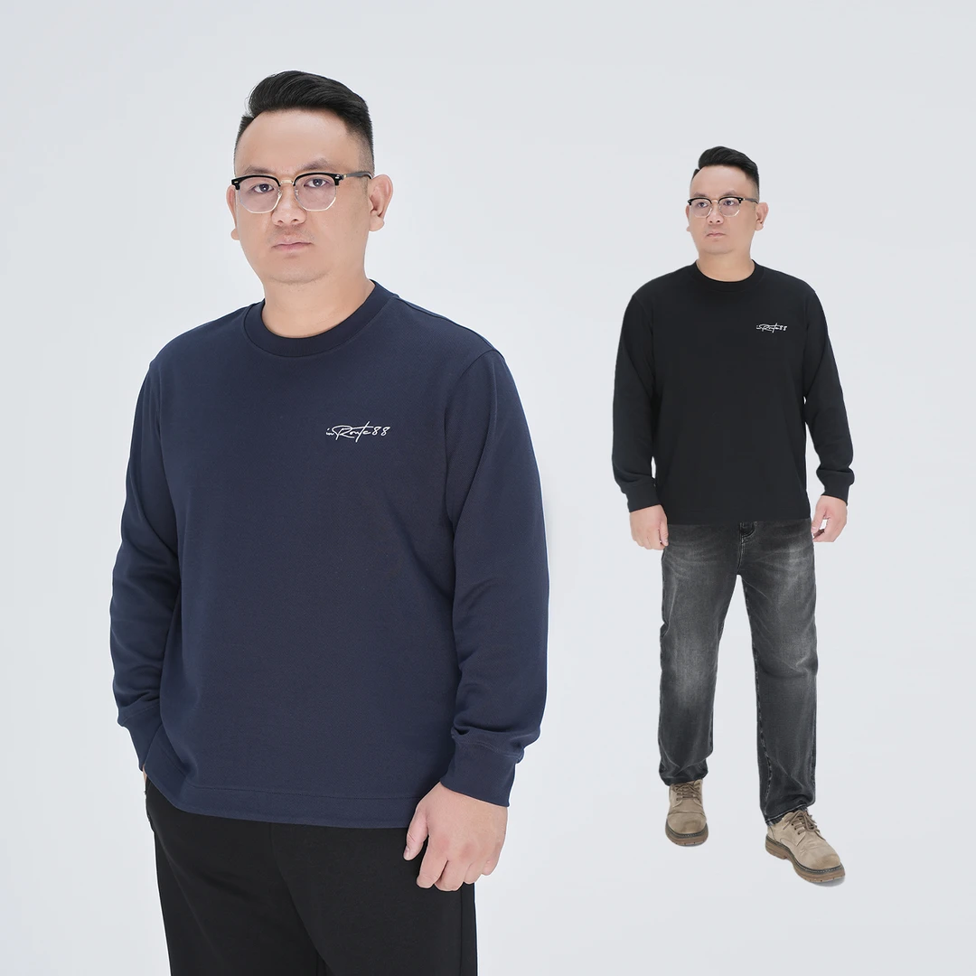 【刺绣提花】 秋冬原创加绒开叉卫衣百搭男士大码加大加宽上衣9296