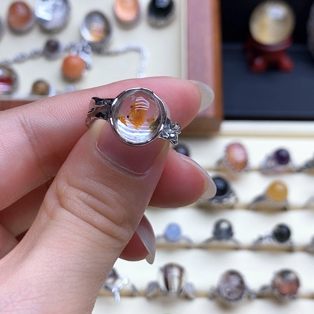 水晶戒指银S925镶嵌美**漂活口