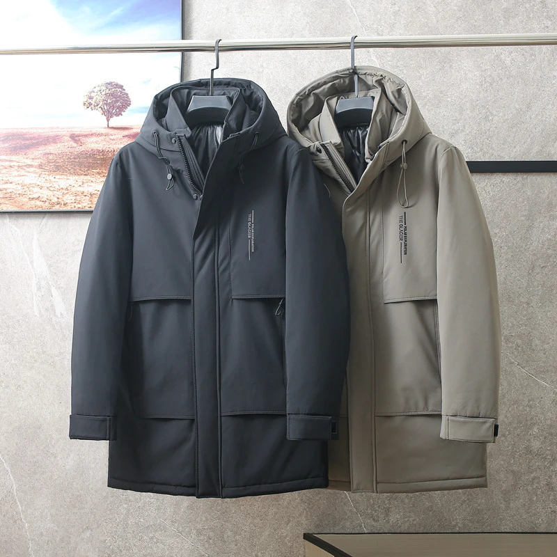 90白鸭绒！品牌撤柜中年男士羽绒服中长款冬季保暖商务休闲外套