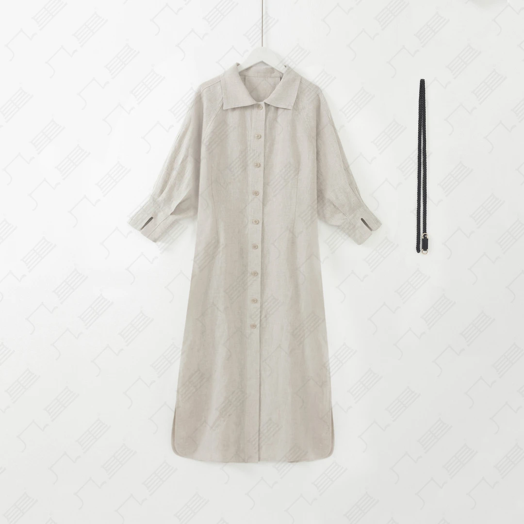 几里与麻【白日梦我】优雅轻奢高级感亚麻连衣裙 裙长124 2060941