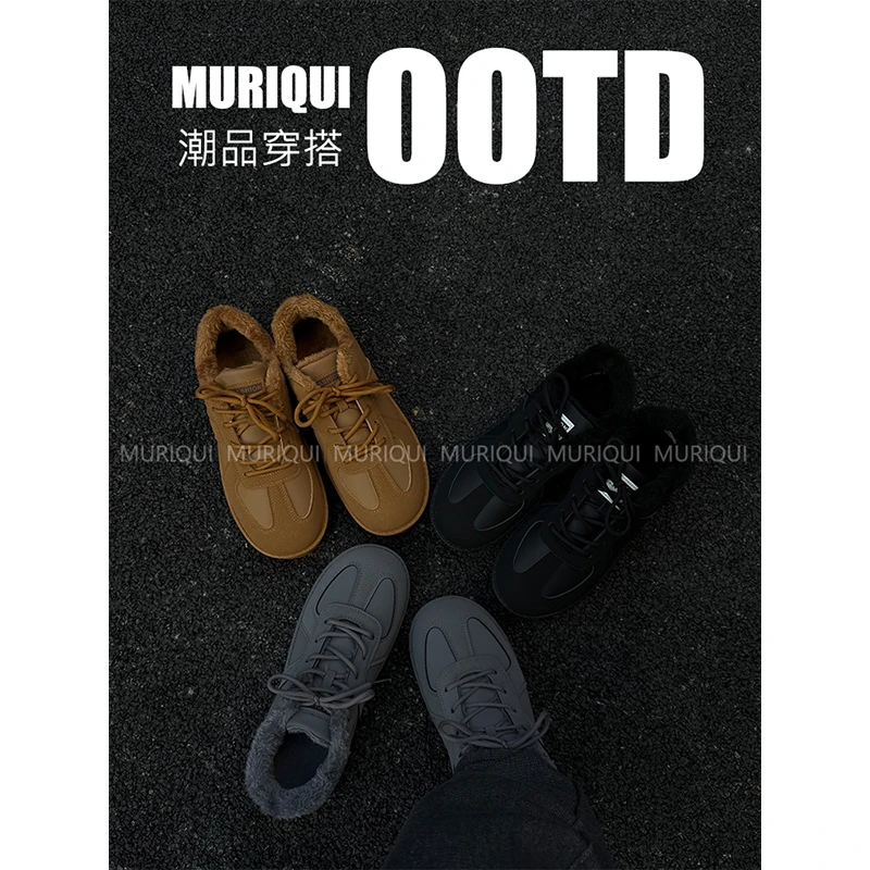 MURIQUI Normcore 德训鞋男秋冬季加绒保暖棉鞋厚底增高休闲板鞋