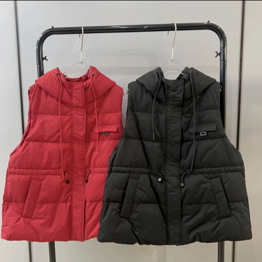 水淼2025冬加厚连帽一手长羽绒服马甲1471