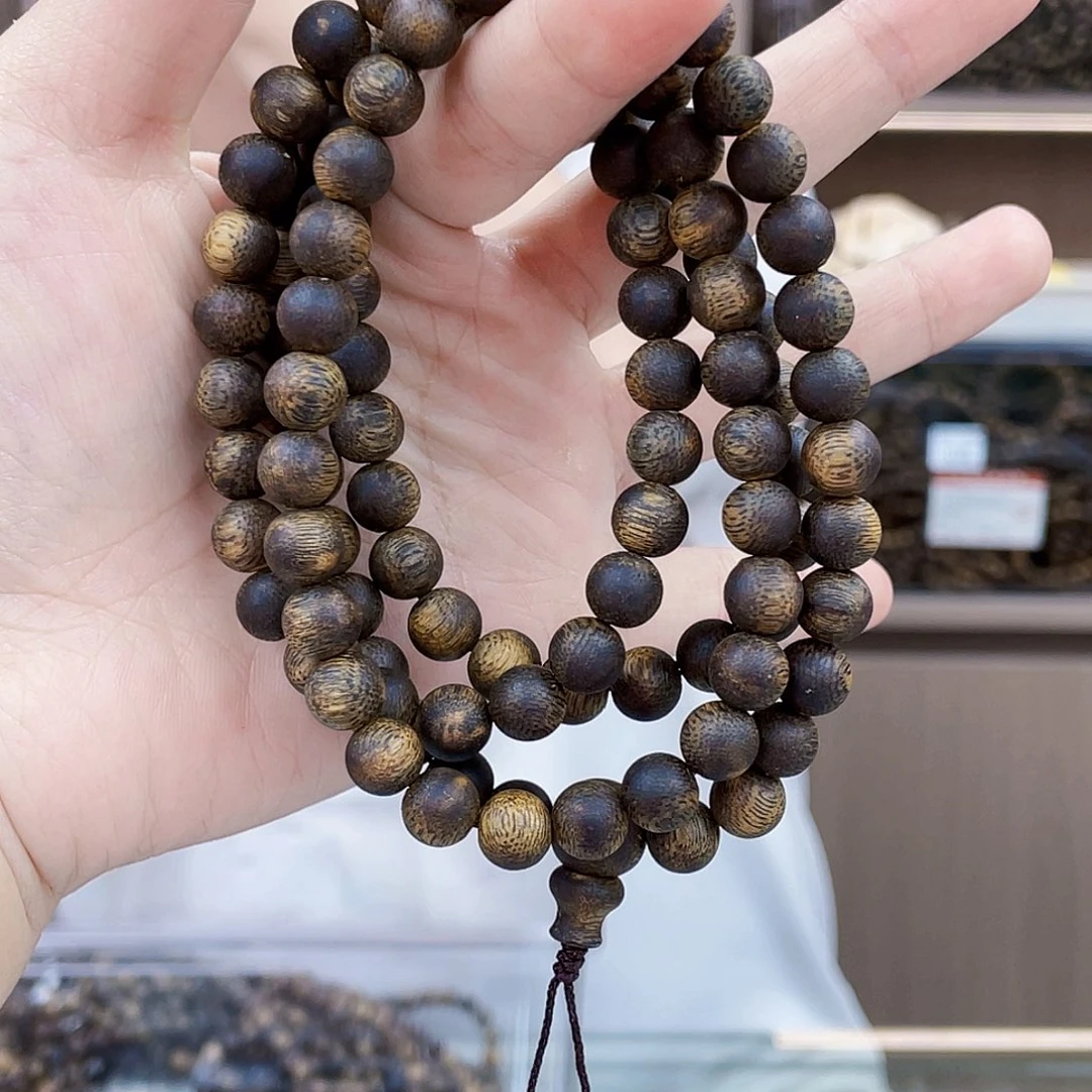 沉香碎屑沉香天然母树白棋圆珠长串0.8/33克多样性发一