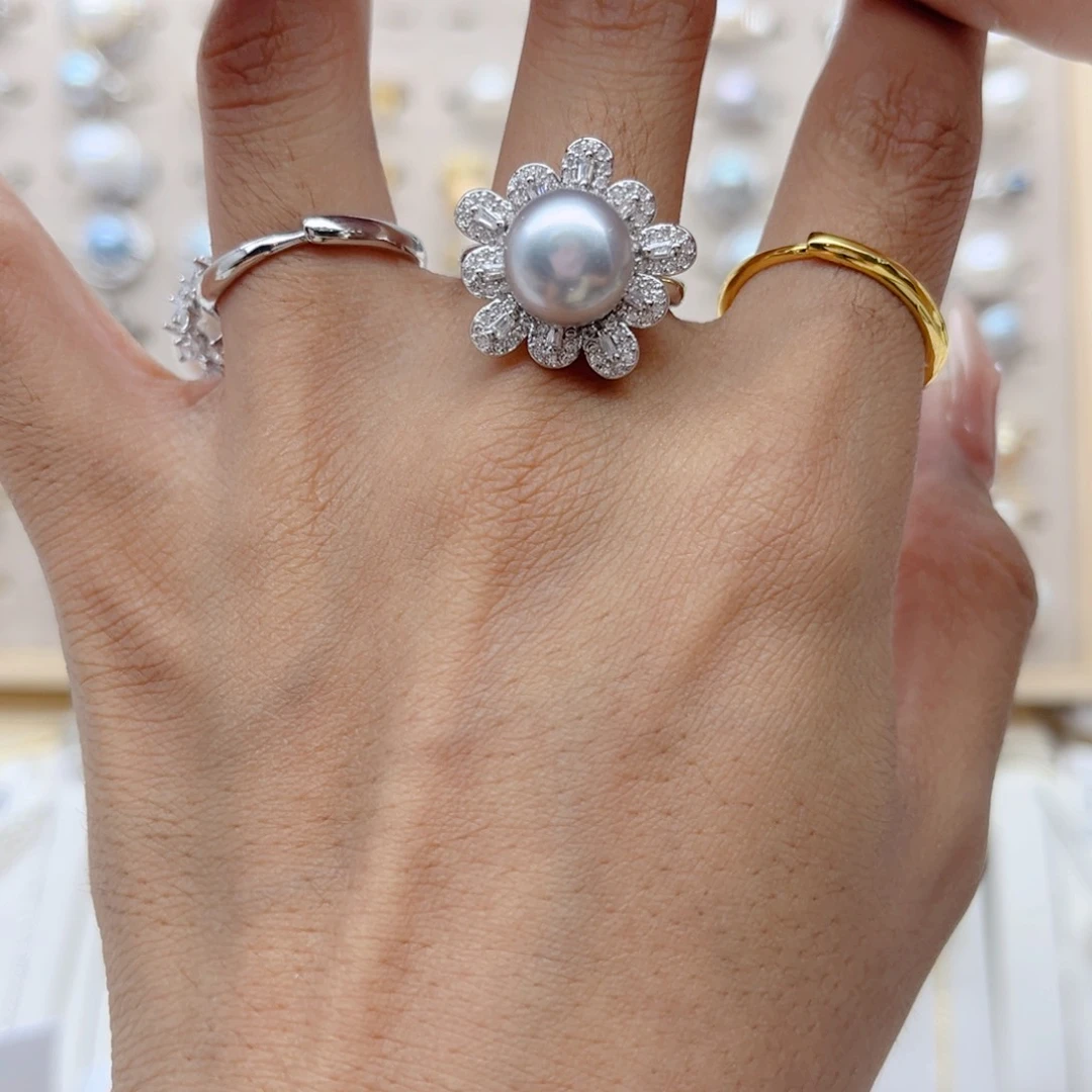 戒指合金淡水珍珠紫*