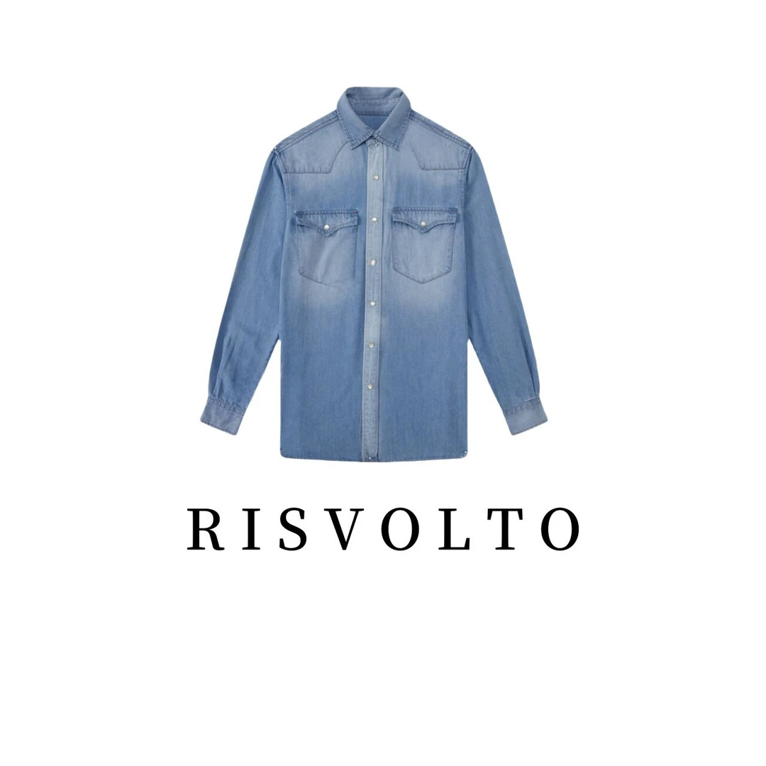 RISVOLTO 【赛琳风】100棉水洗牛仔衬衫百搭舒适