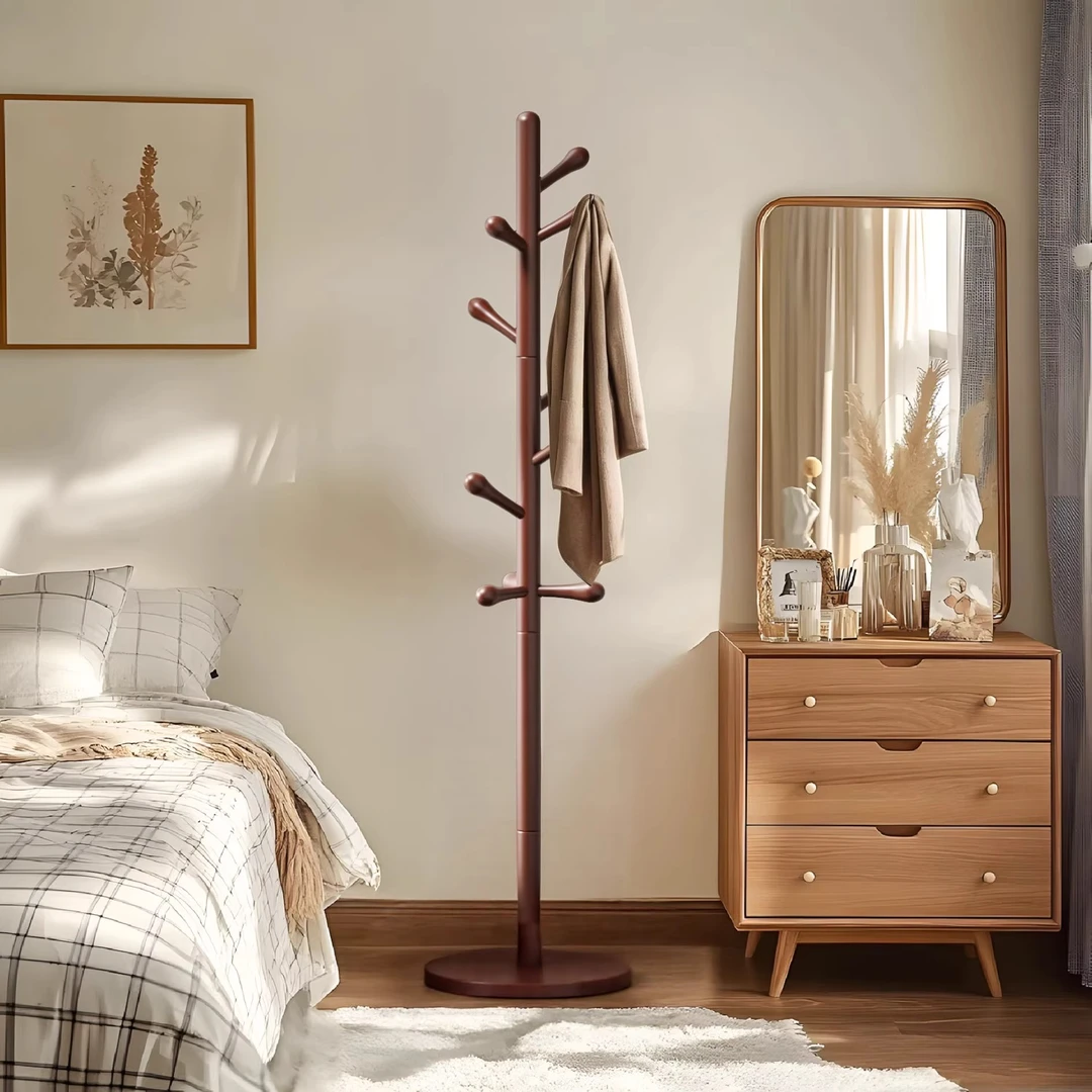 实木网红衣帽架落地卧室挂衣架家用客厅单杆立式衣服架子简易房间