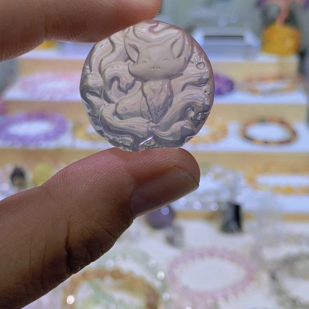 徒***g未镶嵌手链水晶粉水晶狐牌吊坠