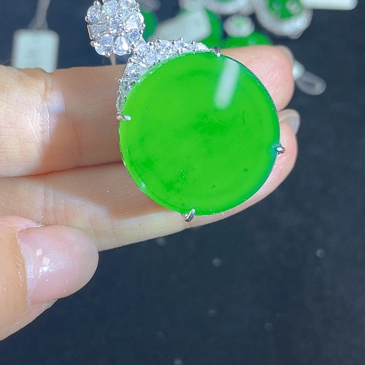 翡翠银S925镶嵌吊坠(不含链)