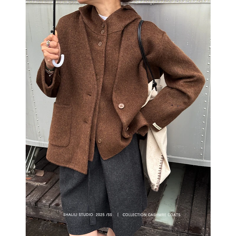 ShaLL. ’松果 真两件美拉德早春设计感巴恩风长毛大衣外套25C3399