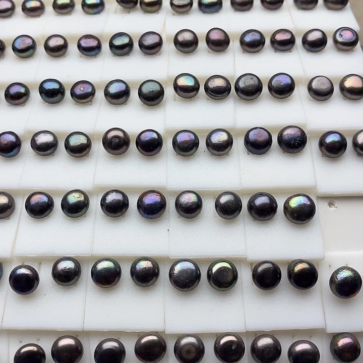 未镶嵌淡水珍珠珠宝半成品一对9mm左右螺纹珍珠耳钉