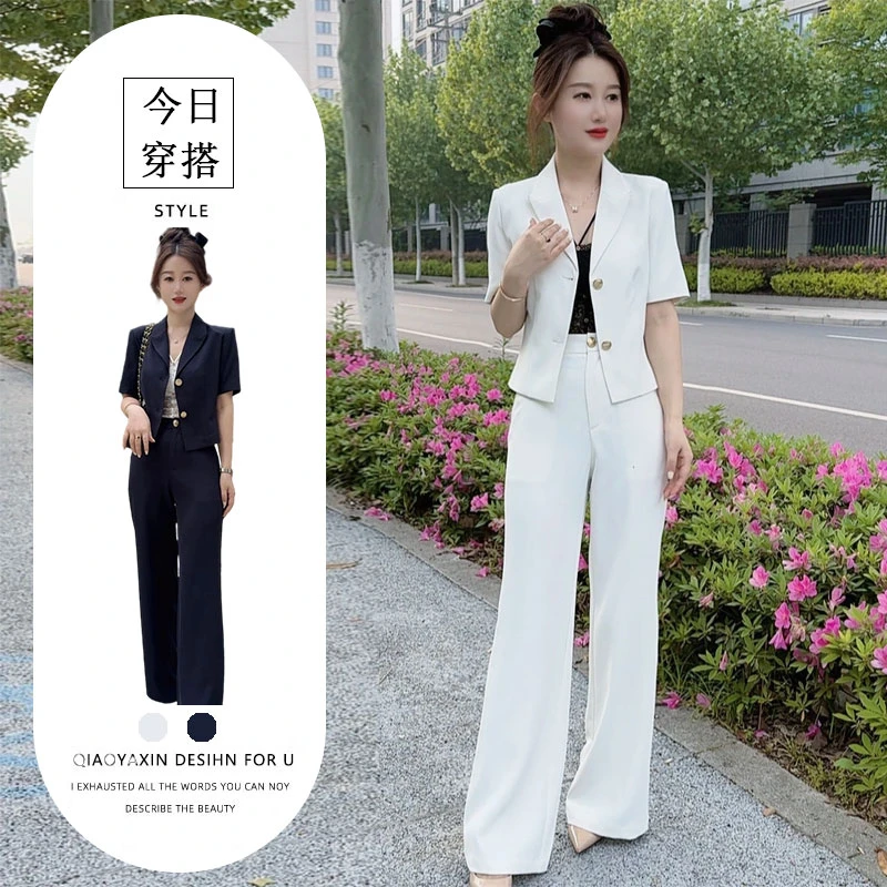 职业西装套装女夏季薄款短袖通勤气质修身西服正装工作服减龄显瘦