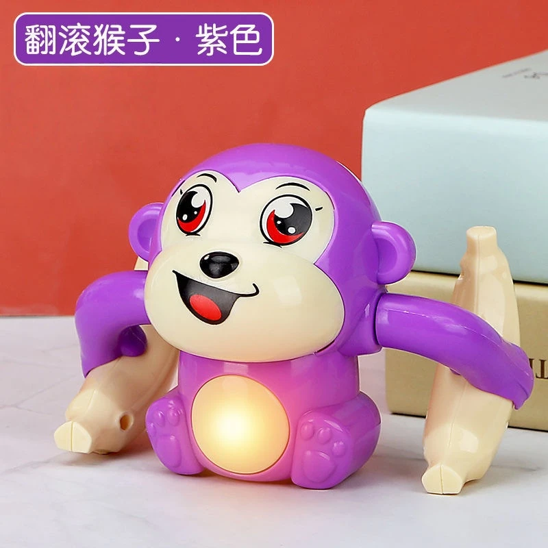 翻滚猴子玩具练习翻跟头抬头声光益智玩具会唱歌发光有趣爬行玩具