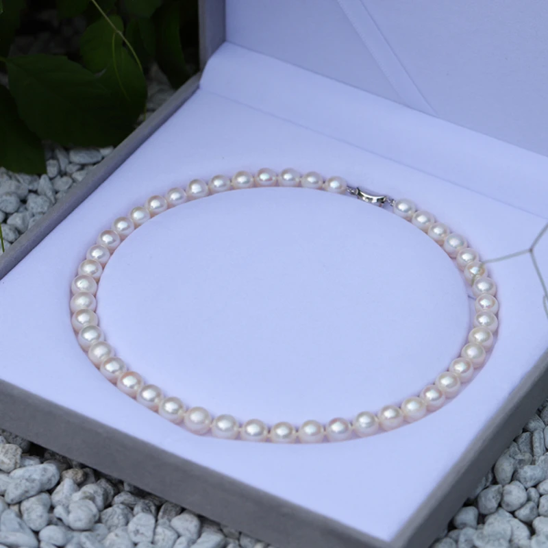 【特选冷白光 5A珠光 大樱花粉】8.3-9.3mm淡水无核珍珠