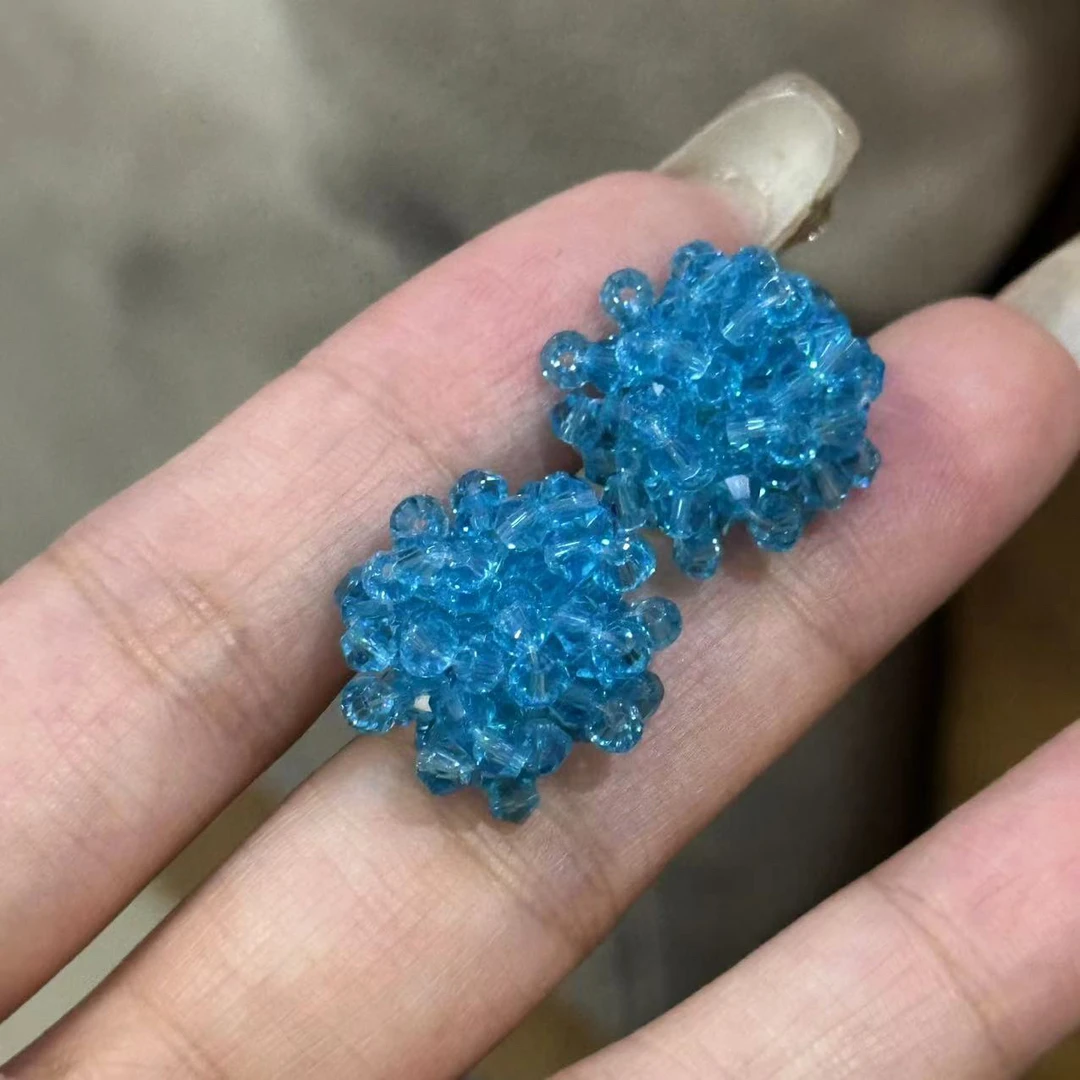 铜合金耳饰 蓝色清凉串珠耳饰-4492