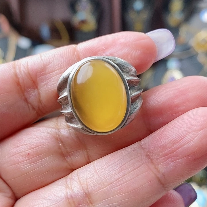 琥珀戒指未镶嵌戒指