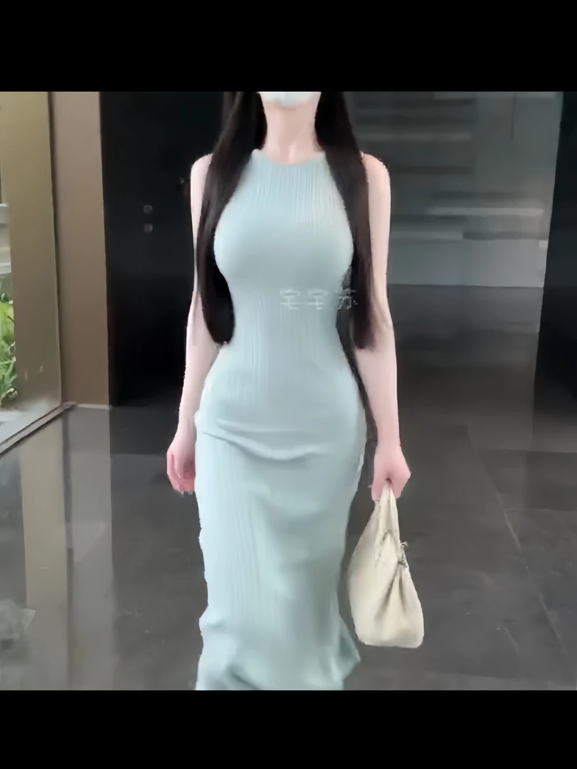 高级感御姐风法式连衣裙修身薄款无袖针织裙气质长裙内搭打底裙