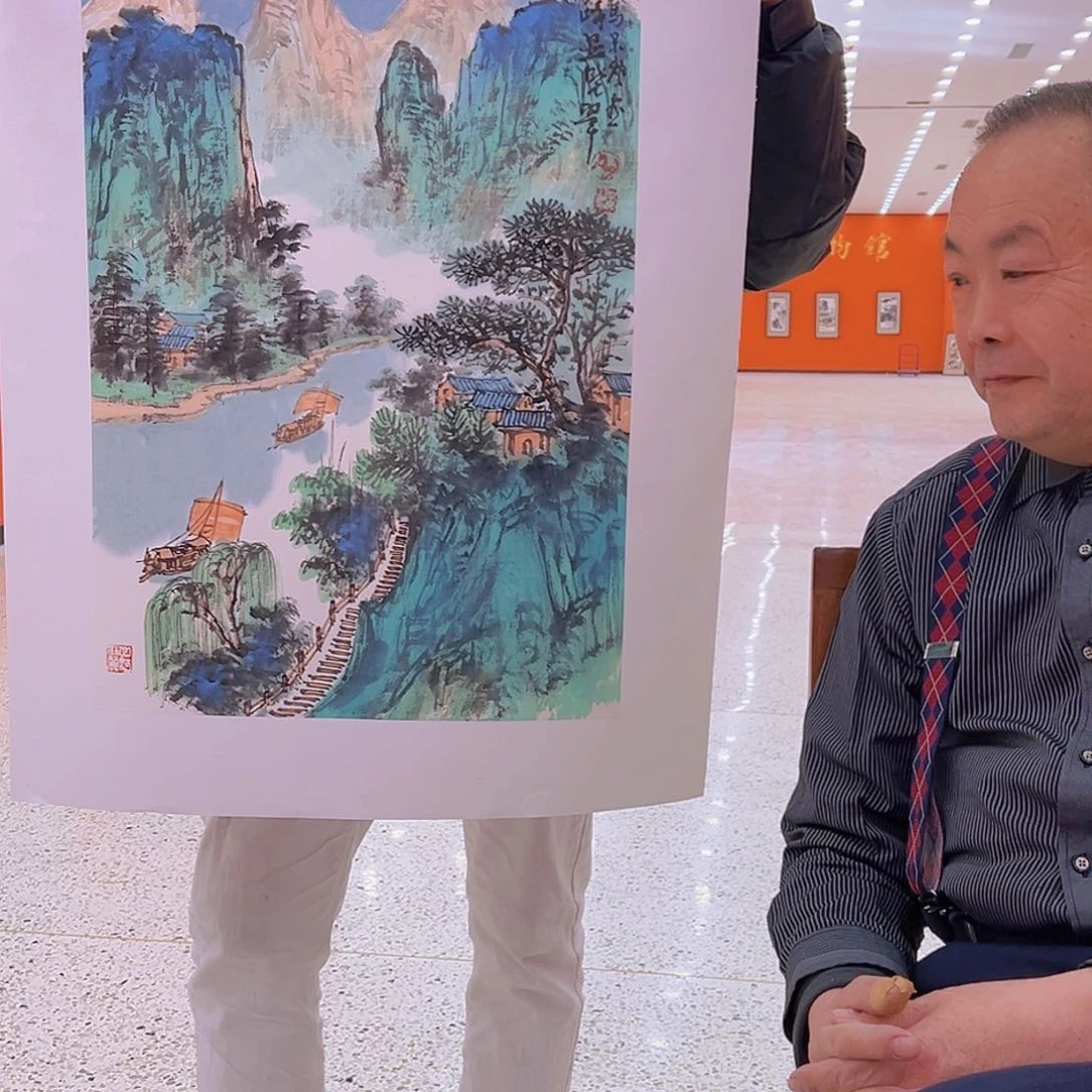 国画马景岭预展原作带授权视频合影证书