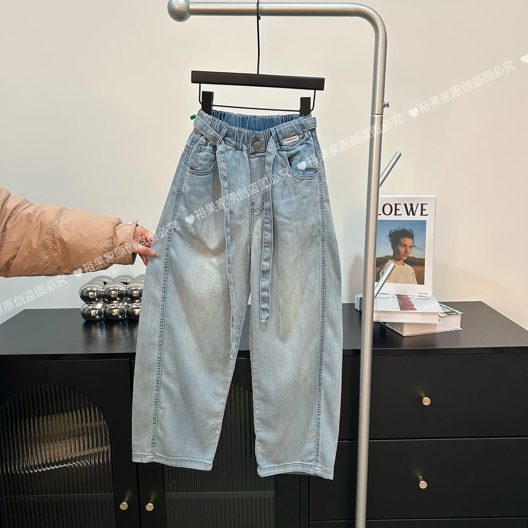 2025春季新品冰丝牛仔裤儿童时髦宽松休闲裤韩版中大童洋气长裤潮