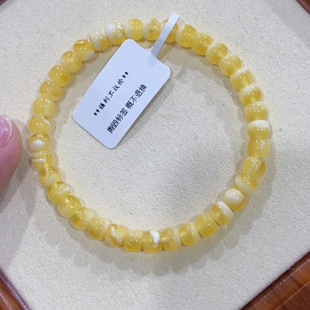 未镶嵌蜜蜡手链6m金白妖花叠戴神器
