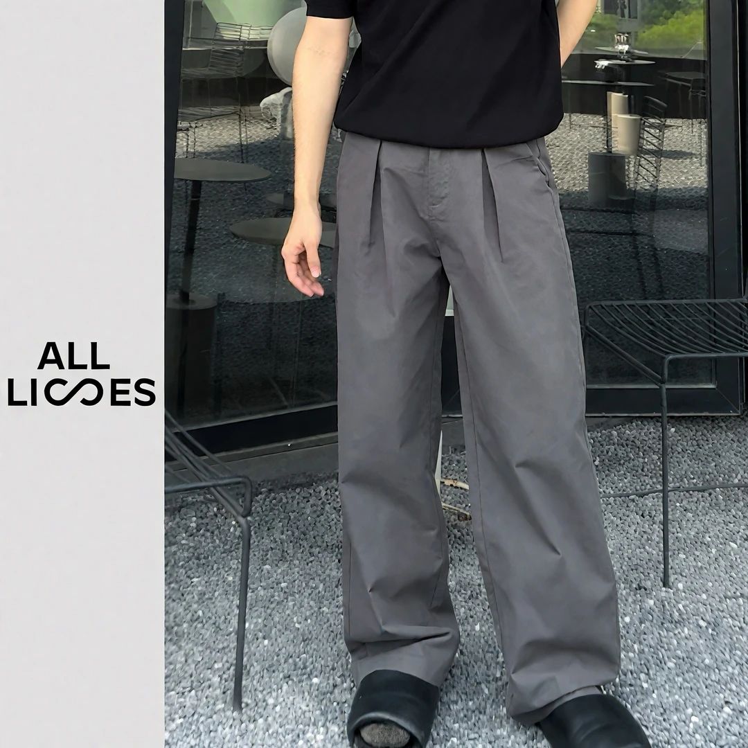 【方位】原创深褶明线定制直筒斜纹全棉透气百搭款休闲西裤AL-1110