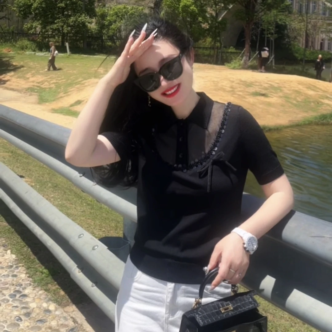 深圳南油蕾丝时尚百搭休闲夏季套头女上衣