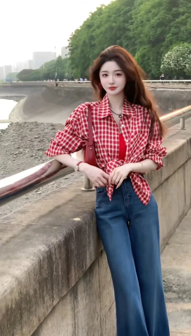 设计感辣妹气质衬衫女夏季新款显瘦牛仔裤