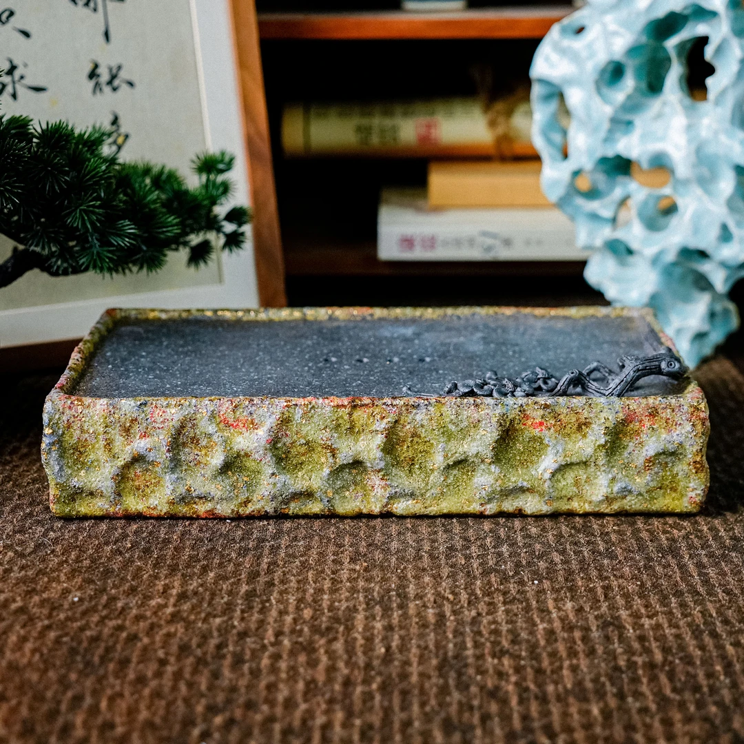 【高越】七彩岩矿寒梅梅花蓄水长壶承GYS102