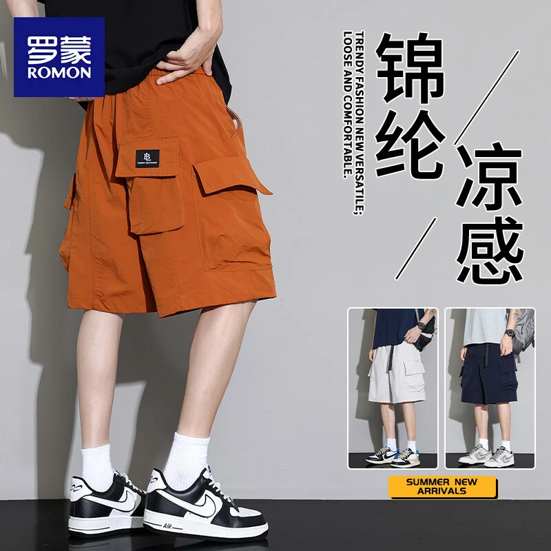 罗蒙潮牌工装短裤潮流夏季外穿运动美式休闲高街宽松男生直筒裤子