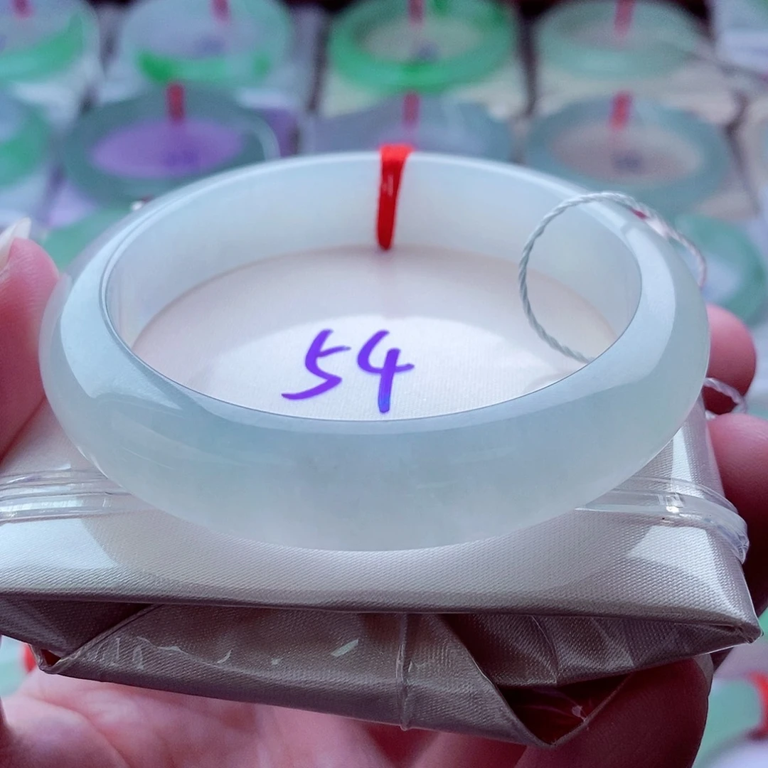 翡翠未镶嵌手镯662冰透冰胶起光珠光宝气晴水