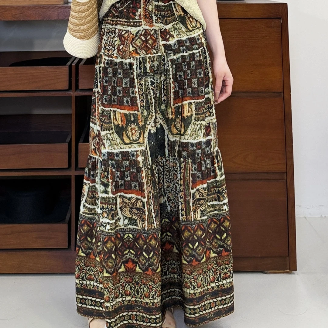 euri100桑蚕丝丨16姆米真丝双绉波西米亚度假风半身裙-MY5894