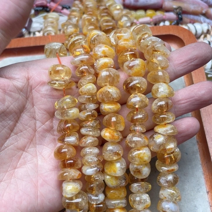 玛瑙/玉髓合金珠宝半成品一条12mm黄塔晶