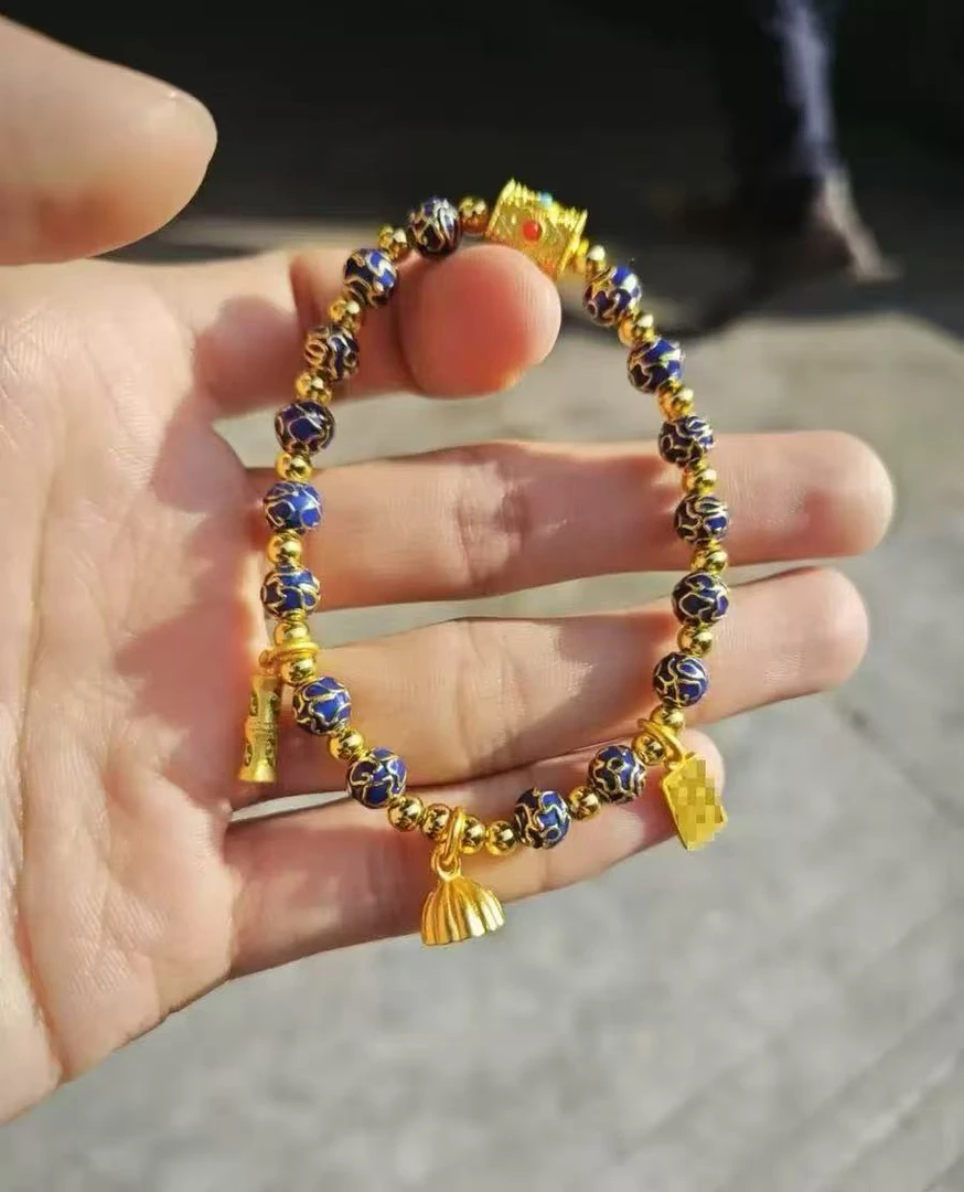 合金手链 传承蓝色传统手工精品手串转筒竹节手串古法