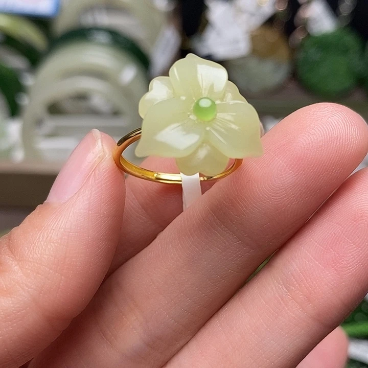和田玉银S925镶嵌戒指