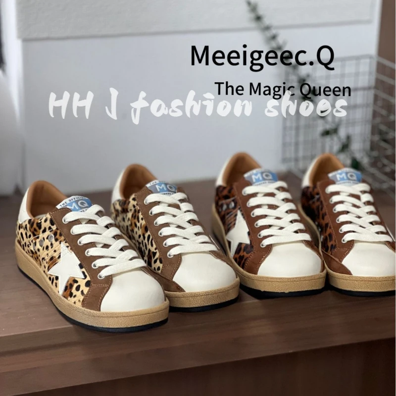 韩国做旧星星小脏鞋女2025新款百搭网红板鞋脏脏牛皮小白鞋