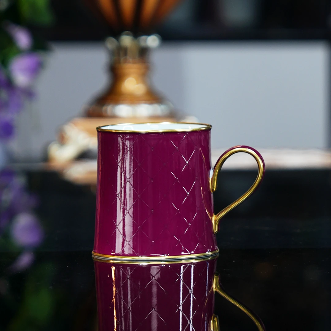 迪夫人（星河霞光紫）高白泥手作马克杯鎏金