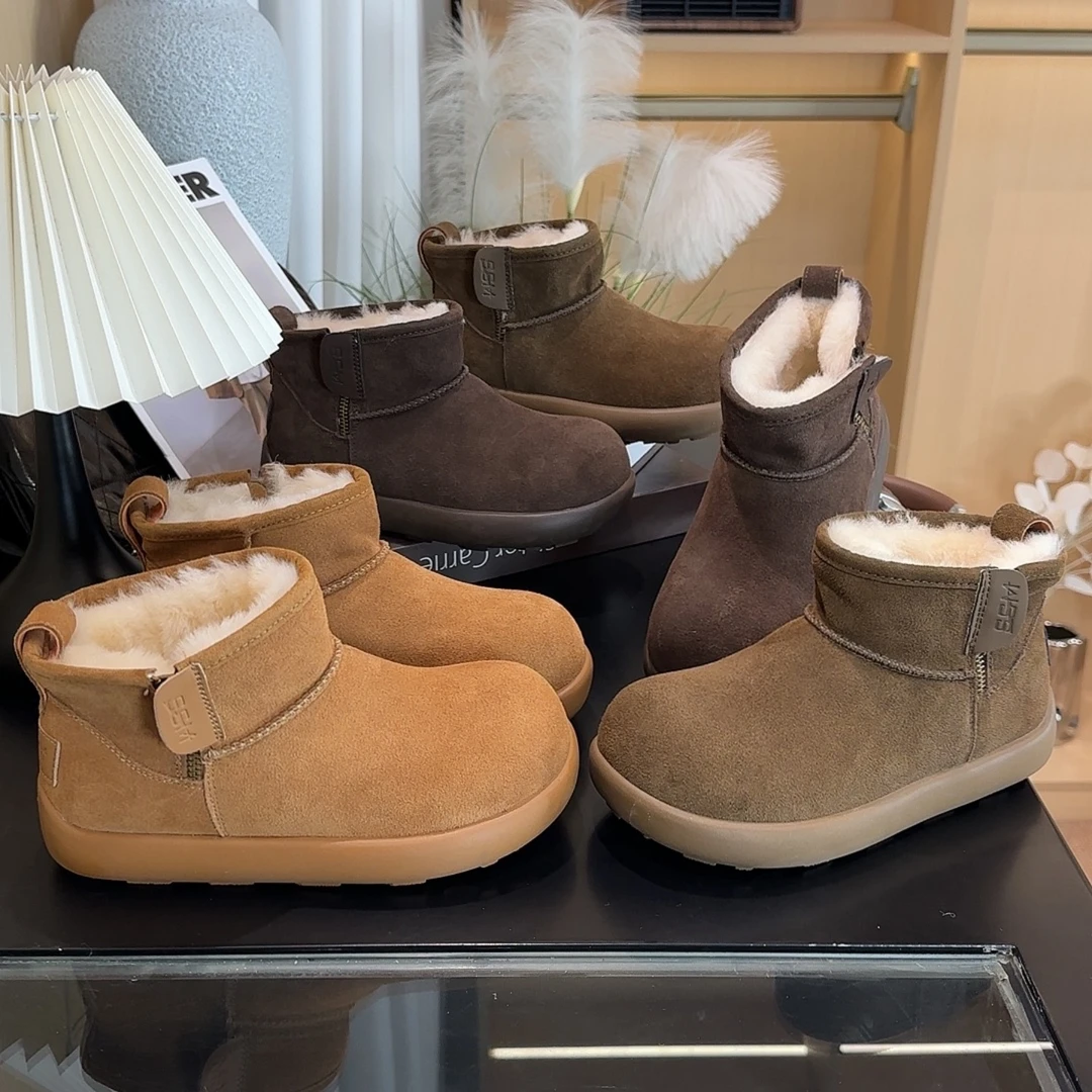 【万达撤柜】勃肯小短靴雪地靴女2025新款冬季加绒加厚东北厚底防
