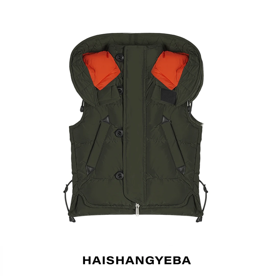 【海上叶爸】新款2025秋冬百搭90白鸭绒可拆卸连帽保暖羽绒马甲