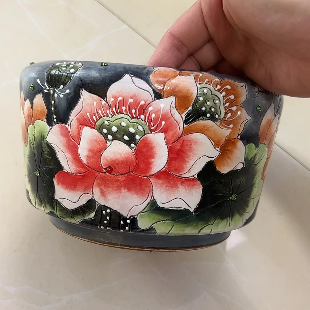 景德镇炫彩手绘景德镇陶瓷花盆