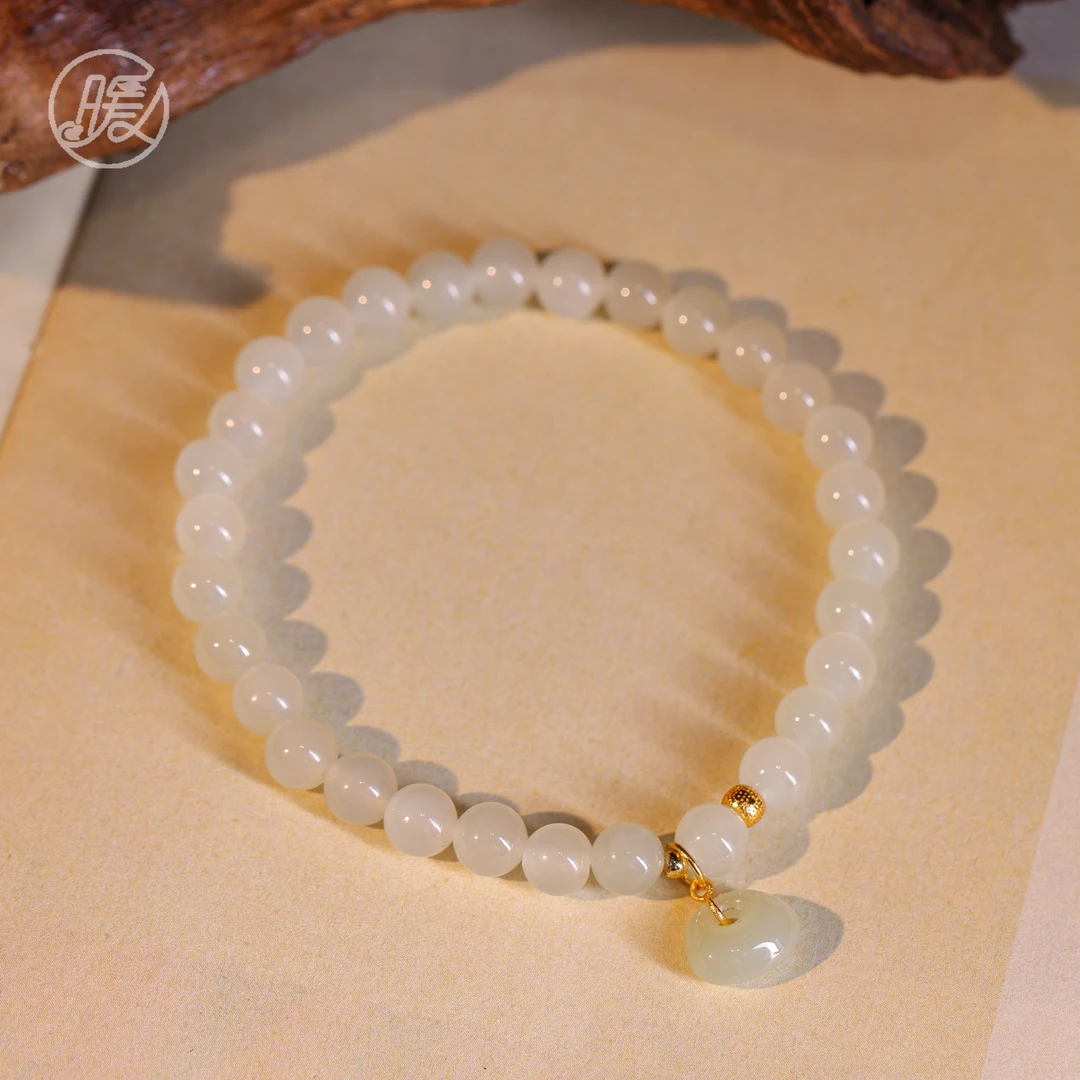 Nuanyan/暖言单圈和田玉手串6mm搭配包包手链A6488多样性发一
